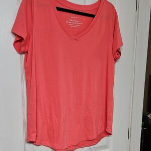 Torrid Coral V-Neck Short Sleeve Tee Classic Fit Size 1